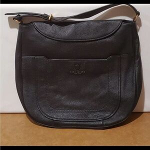 Marc Jacobs Empire City Large Hobo Shoulder Bag Black Pebbled Leather Flap Over